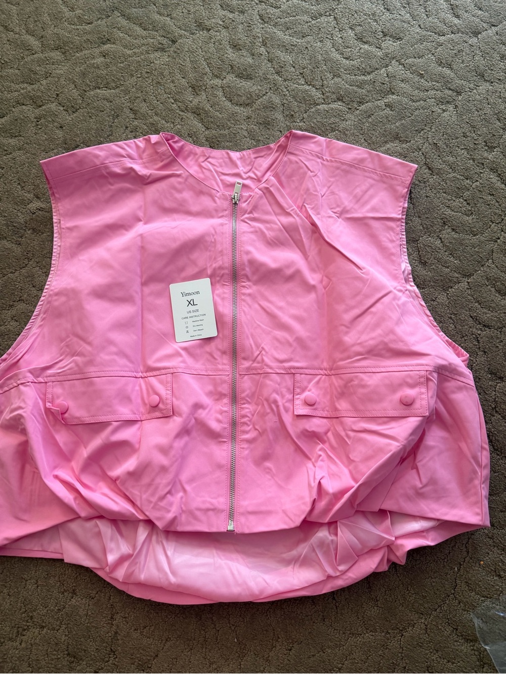 Womens Oversized Cargo Vest Zip Up Blazer Vest